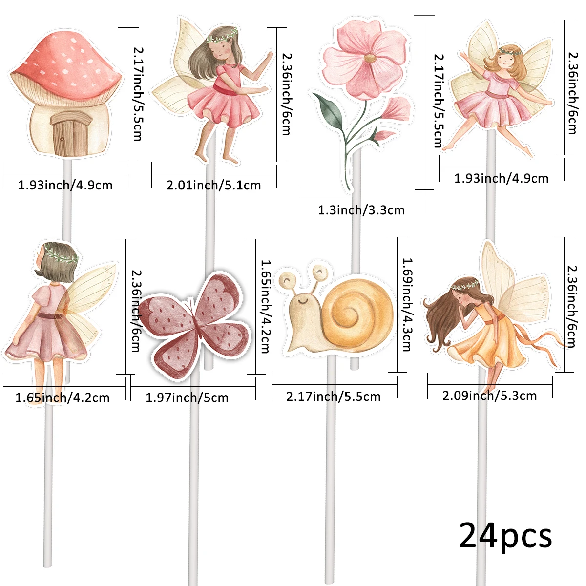 24 Stücke Schmetterling Fee Kuchen Topper Karton Insekt Papier Topper Für Mädchen Schmetterling Fee Alles Gute Zum Geburtstag Party Kuchen Dekorationen – Detail 4