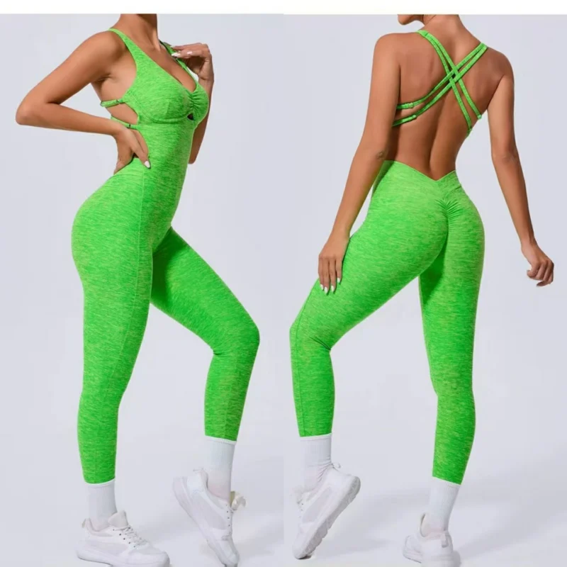 Strap Tight Backless Jumpsuit Woman Gym Workout Dance Sport Running Fitness Jumpsuits Spring Summer Women Yoga Clothes