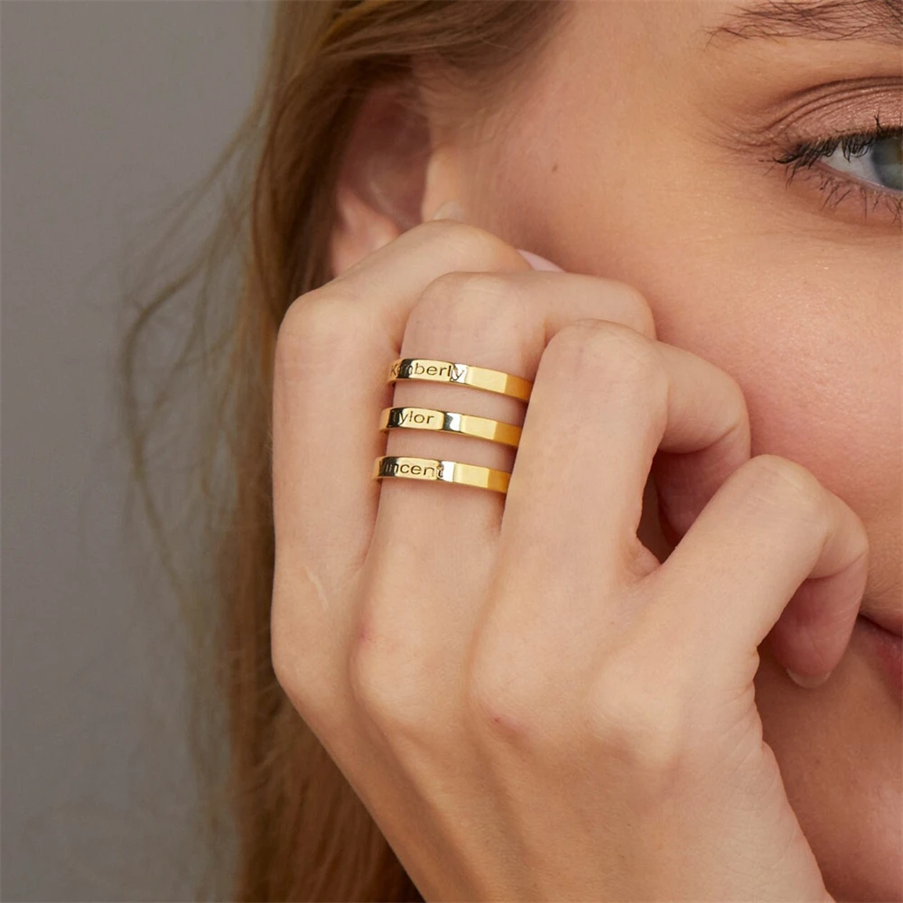 Fasce personalizzate con nomi multipli Anello Gioielli da sposa Anello personalizzato regolabile con nome per bambini in famiglia Anello in acciaio inossidabile Anillo Hombre