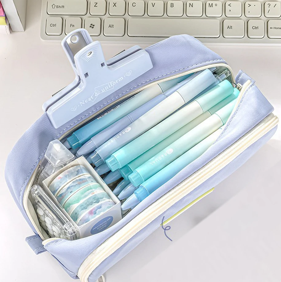 

Oxford Cloth Pencil Case Minimalist Student Pencil Case Double Layer Pencil Case Premium For Student Desk Back To School
