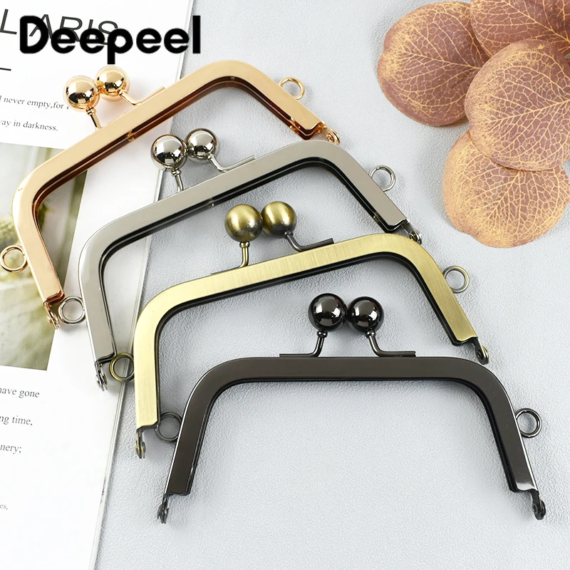 1/2/5 Uds Deepeel 14cm mango de Metal para bolso para bolsos tejidos marco de bolso cierre de beso soportes de costura DIY accesorios para bolsos hechos a mano