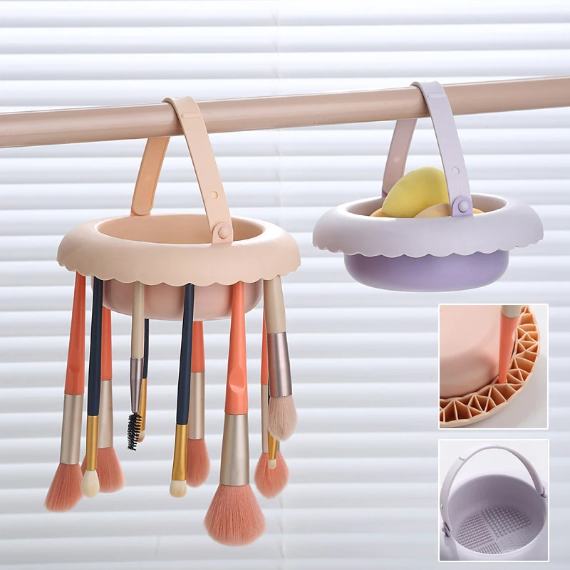 1PC Makeup Brush Cleaning Bowl Thickened Washing And Drying Basket Brush Powder Puff Dry Cleaning Silicone Drying Shelf Rack