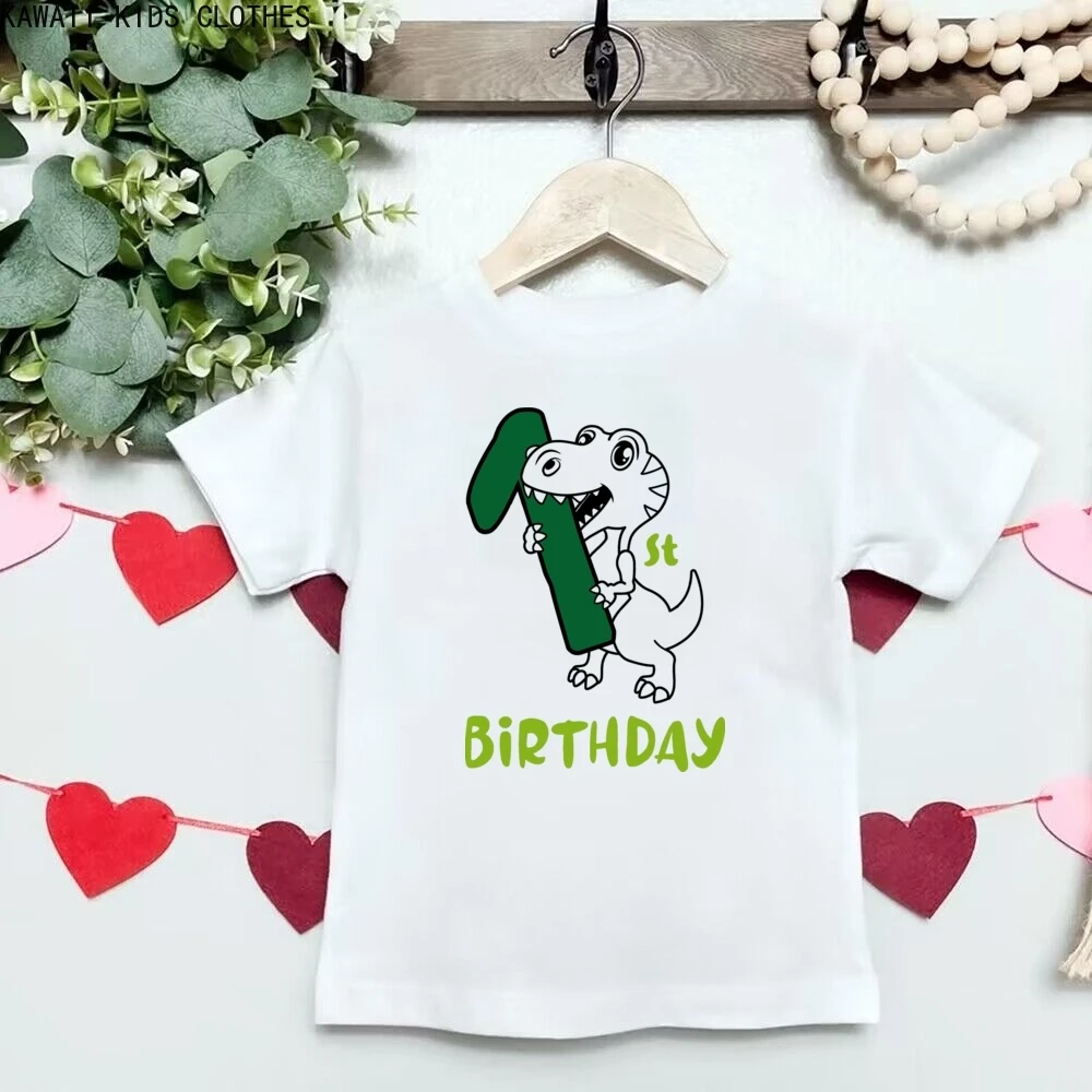 

Funny Dinosaur Birthday T Shirt 1 2 3 4 5 6 Wild Tee Boys T Shirt Dino Theme Party Clothes Kid Gift Fashion Tops Tshirt