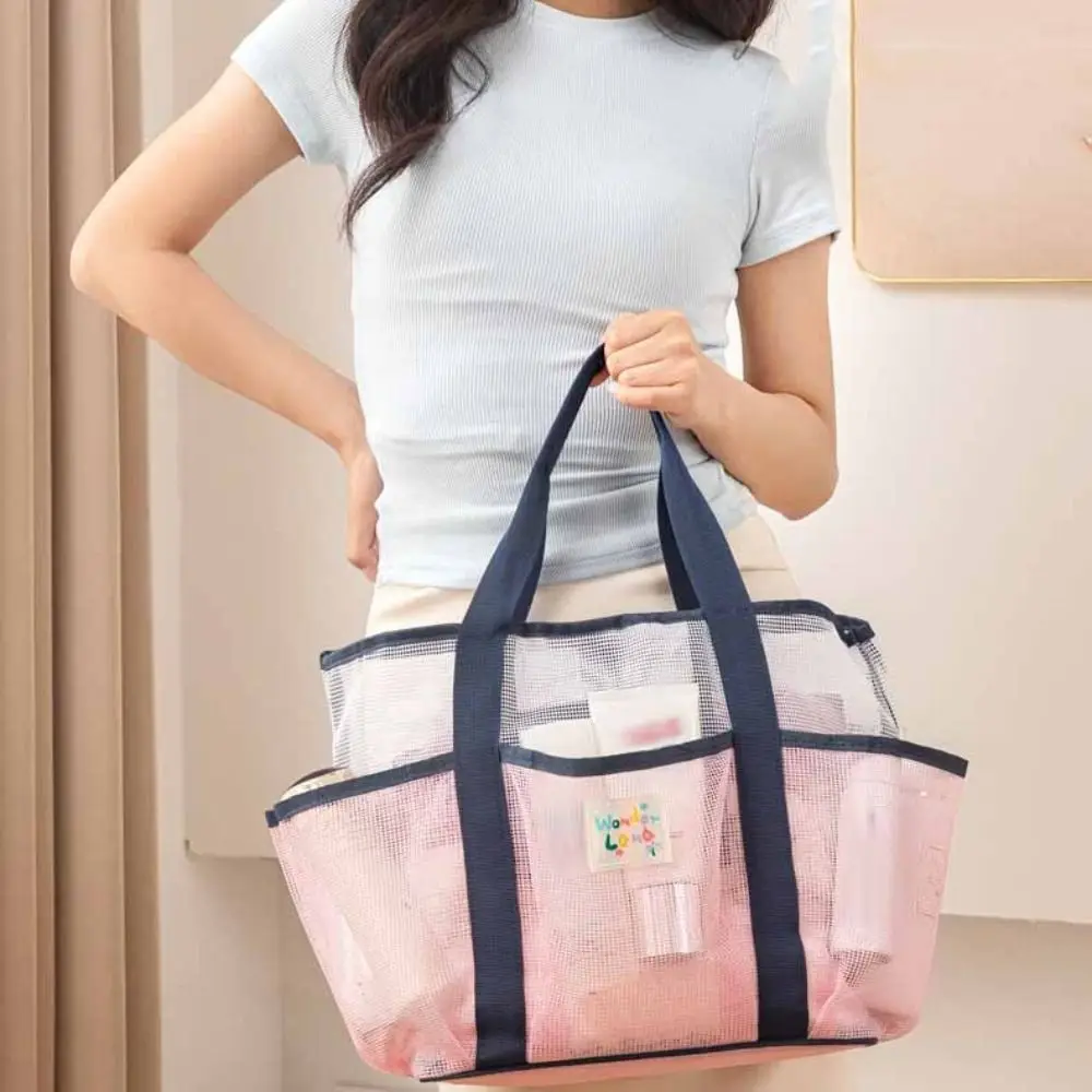 

Handbag Mesh Toiletry Bag Multi-pouch Large Capacity Clothes Storage Bag Cosmetic Bag Fresh Color Hanging Shower Organizer