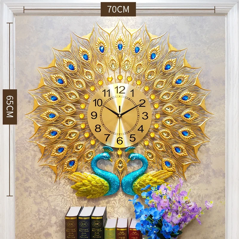 Peacock Minimalist Wall Clocks Creative Silent Design Chinese Wall Watch Luxury Large Aesthetic Big Size Reloj Pared Home Decor