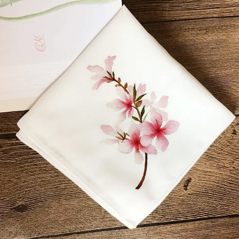 Traditional Chinese Style Embroidery Diy Handkerchief Kit 100 Percent Cotton 25x25cm Embroidery Starter Set For Beginners Floral