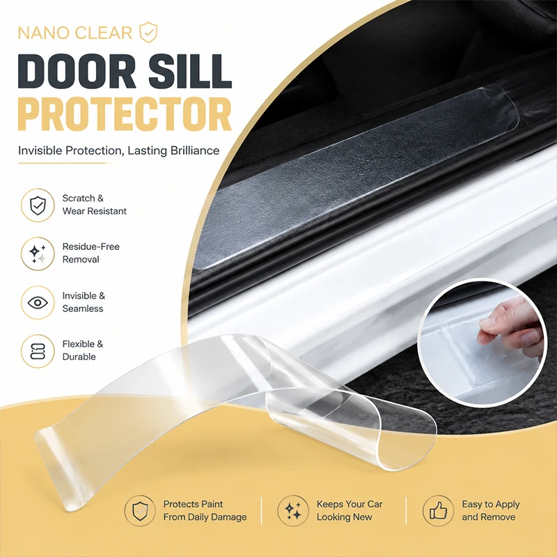 Transparent Invisible Car Door Sill Protector Strip Anti-Scratch Bumper Guard for Door Edge Mirror Trunk Step Pedal