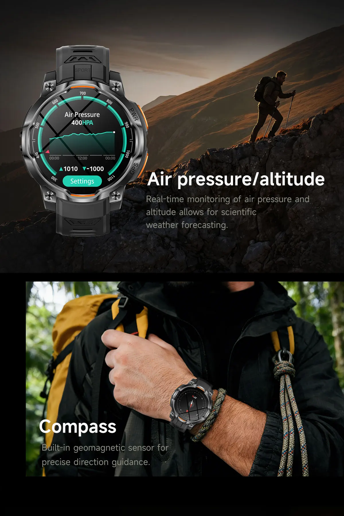 Neue Professionelle Offline-Karten-Militär-Smartwatch für Männer, 1200mAh Akku, Armband, IPX8 Wasserdicht, ChatGPT, 170+ Sportarten, GPS-Smartwatch – Detail 10