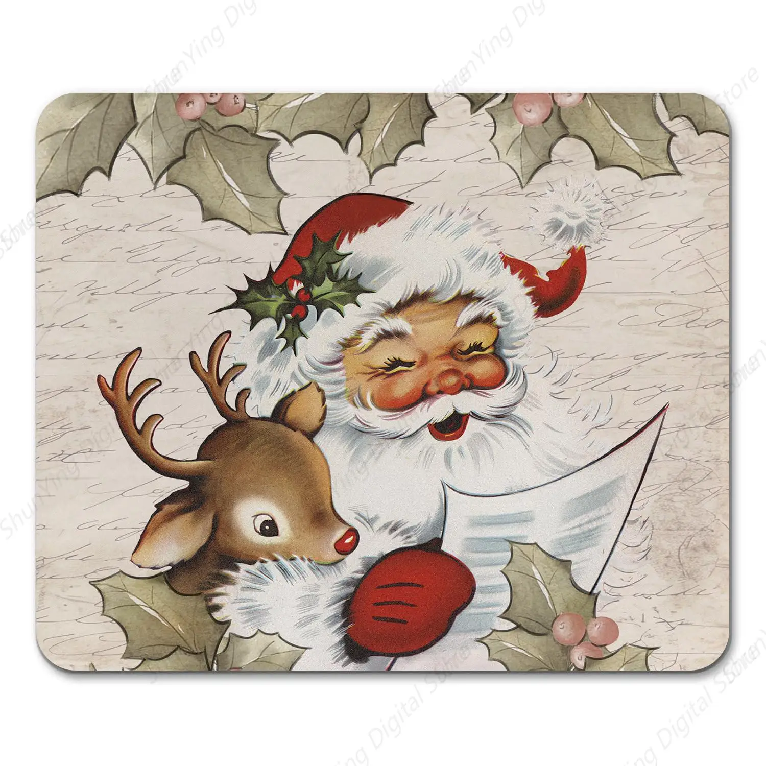 Vintage Santa Claus Cute And Fun Christmas Game Mouse Pad Suitable For Laptops Offices And Homes 25*30cm