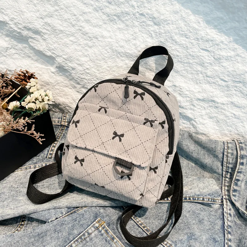 Bow Print Winter Backpack Large Capacity Soft Nylon Double Shoulder Daily Shopping Teen Girls Korean Kawaii Bag - view 4
