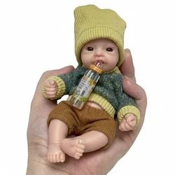 AnjoDoll Lovely 6 Inch Palm Newborn Babies Full Body Silicone Boys Reborn Dolls Bebe Reborn Corpo De Silicone Inteiro