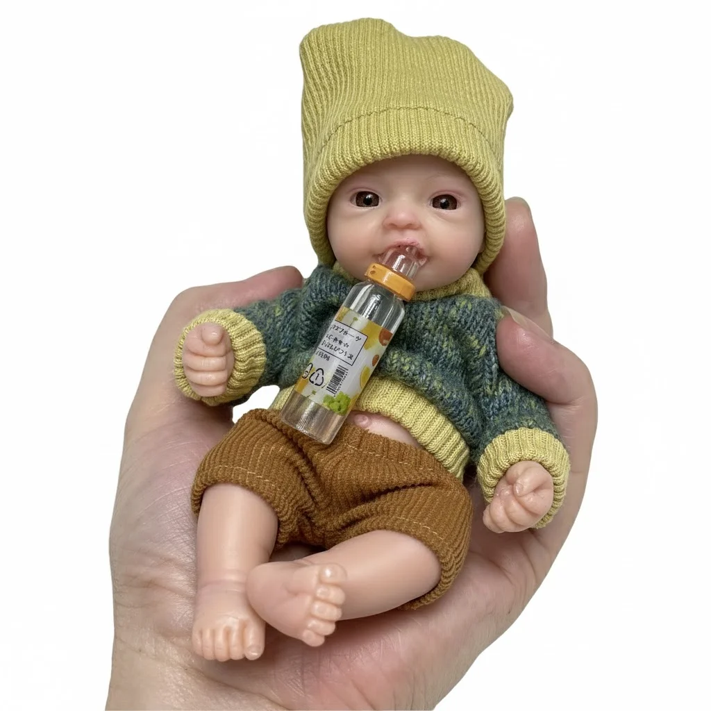 AnjoDoll Urocze 15-centymetrowe lalki noworodki z pełnym ciałem z silikonu, chłopcy, lalki reborn, Bebe Reborn Corpo De Silicone Inteiro