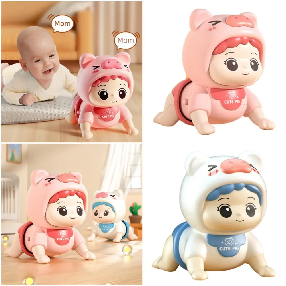 Jouets d'apprentissage pour bébé rampant rose bleu, 26 chansons, jouet d'apprentissage en toute sécurité pour escalar, jouet d'entraînement pour ramper intéressant en forme de dessin animé