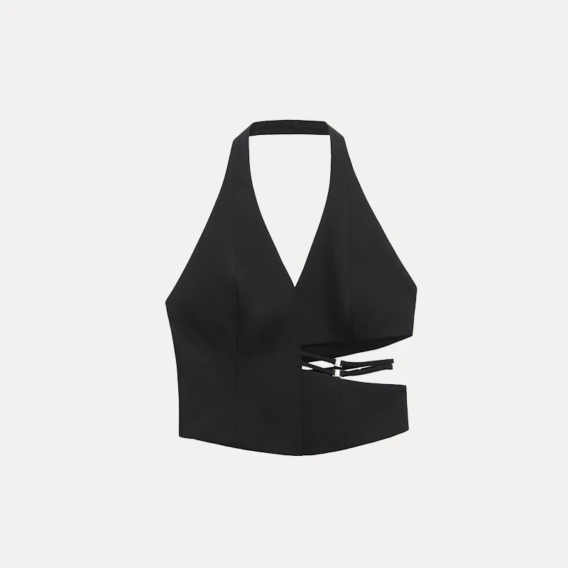 

Street Sle Women's Open Ba Cool Feeling Hanging Ne Top New Design Summer Faion Polyester Fiber 00% Z Brand