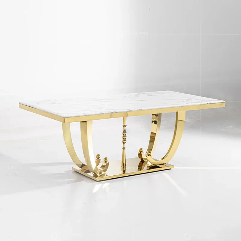 Rectangular light luxury villa home square dining table hotel west table