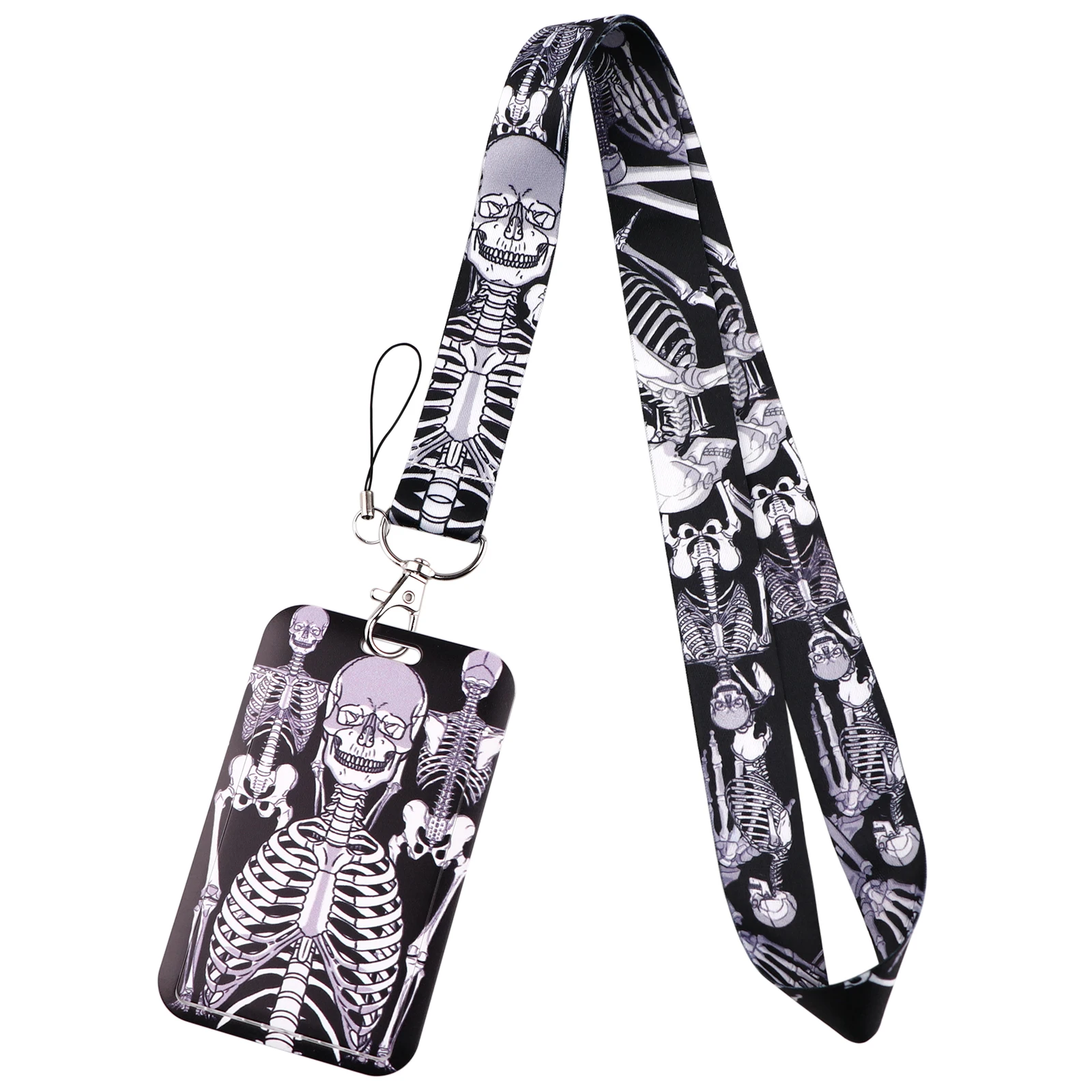 Halloween Skull Credential Holder Punk Lanyards for Key Neck Strap For Card Badge Gym Keychain Keyring Nurse Doctor Accessories
