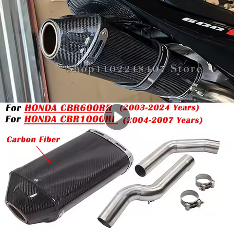 For HONDA CBR1000RR CBR600RR F5 2003 - 2023 2024 Motorcycle Exhaust Escape Modified Carbon Fiber Muffler With Middle Link Pipe