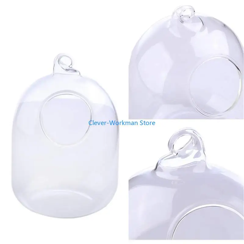 

24TD Suspended Transparent Hanging Glass Fish for Tank Bottle Aquarium Flower Plant Vase Flower Vase for Home Decora