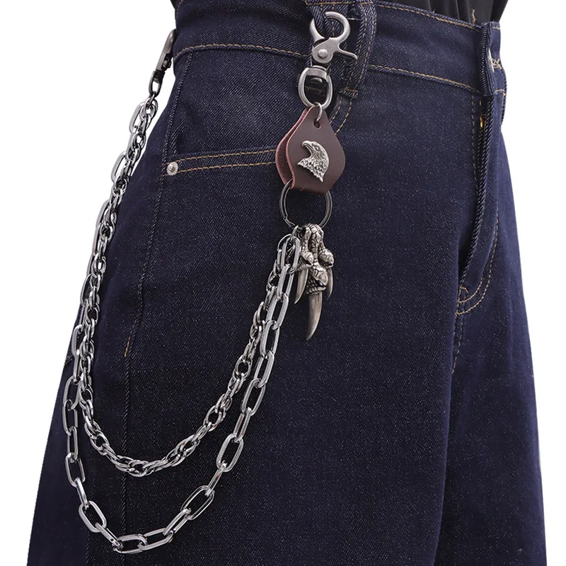 Retro Leather Eagle Claw Pendant Pants Chain Unisex Metal Waist Chain Vintage Punk Style Jeans Hanging Clothing Decor Ornament