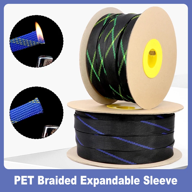 

1 - 10m Insulated Sleeve PET Braided High Density Expandable DIY Wire Cable Protect Wrap Sheath2 4 6 8 10 12 14 16 20 25 30mm