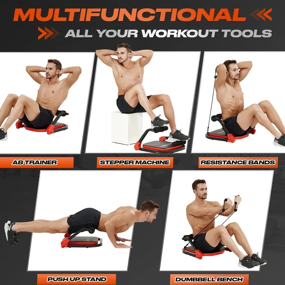 آلة Ab Crunch القابلة للقفل مع أشرطة مقاومة - إجمالي الأساسية والجسم لصالة الألعاب الرياضية المنزلية #5