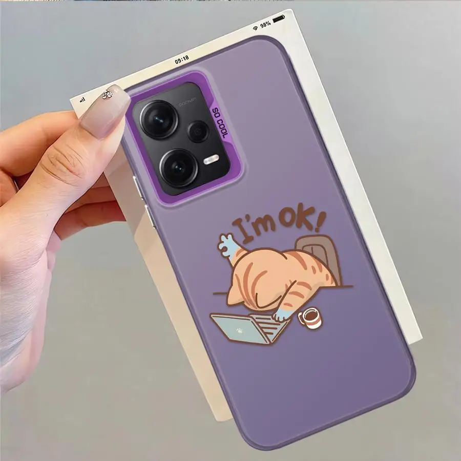 Casing untuk Xiaomi Redmi 12C 9T A1 A2 Plus K60 13C 9C 10C A5 14C Penutup Belakang Ponsel Gambar Kartun Lucu Kucing Kerja