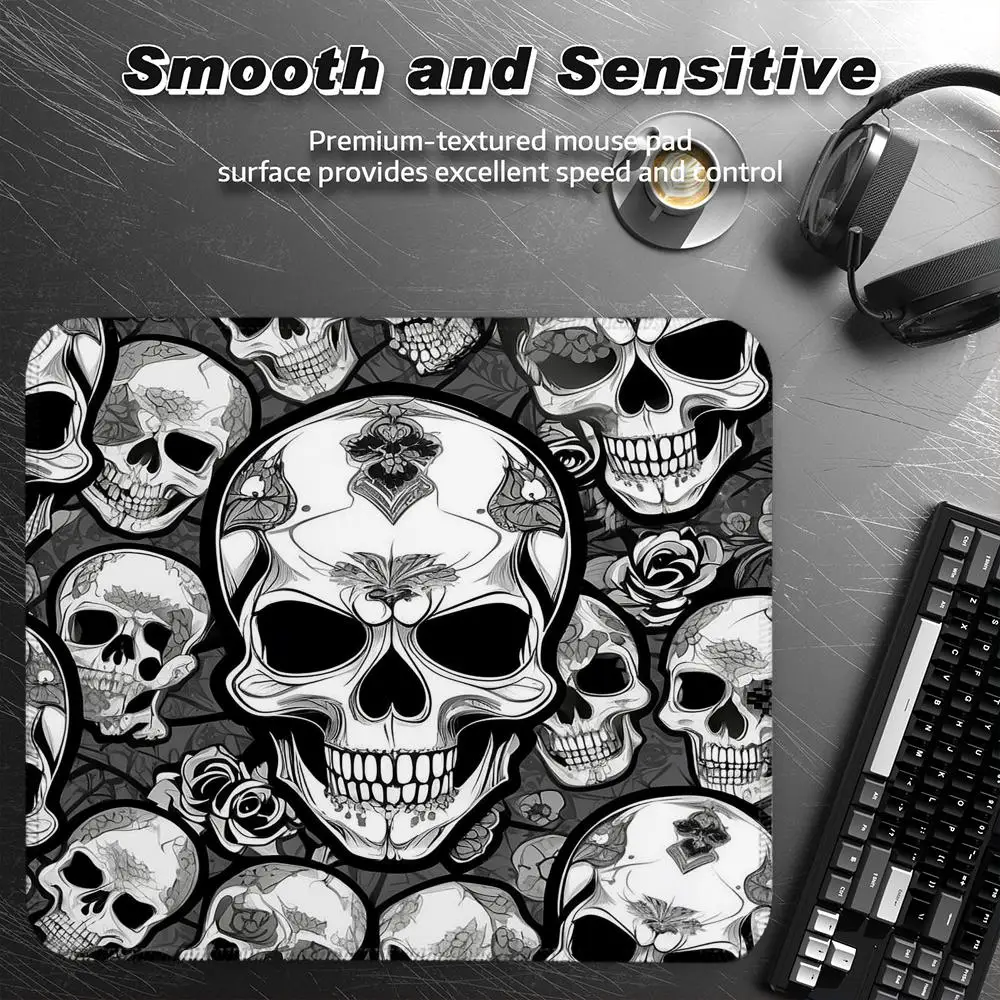 

head skeleton pattern Mouse Pad Small Desk Pad Desktop Computer Keyboard Wireless Mouse Boy Gift for Play games Coasters