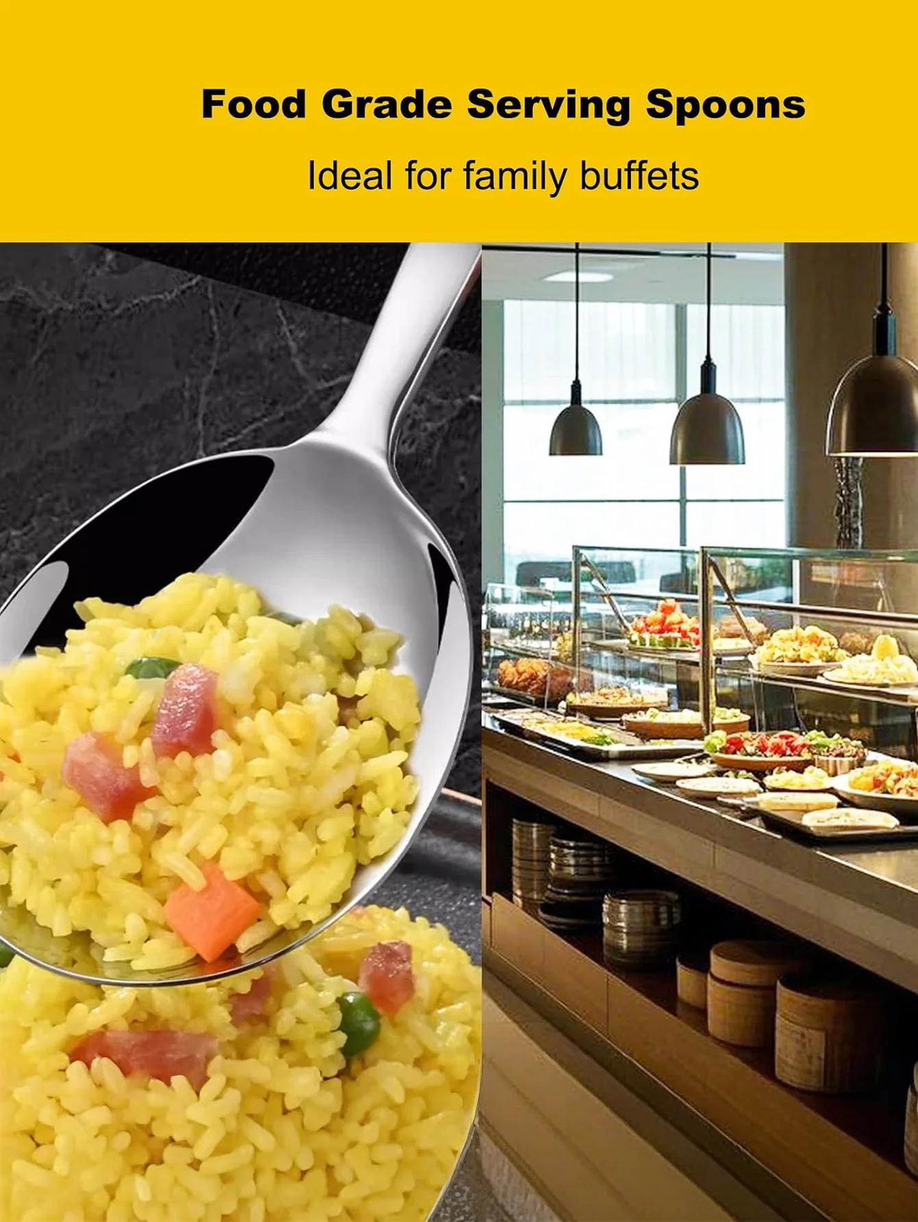 Stainless Steel Serving Spoon for Buffet, Head, Dishwasher Safe for Catering, Restaurants, Kitchen, Parties