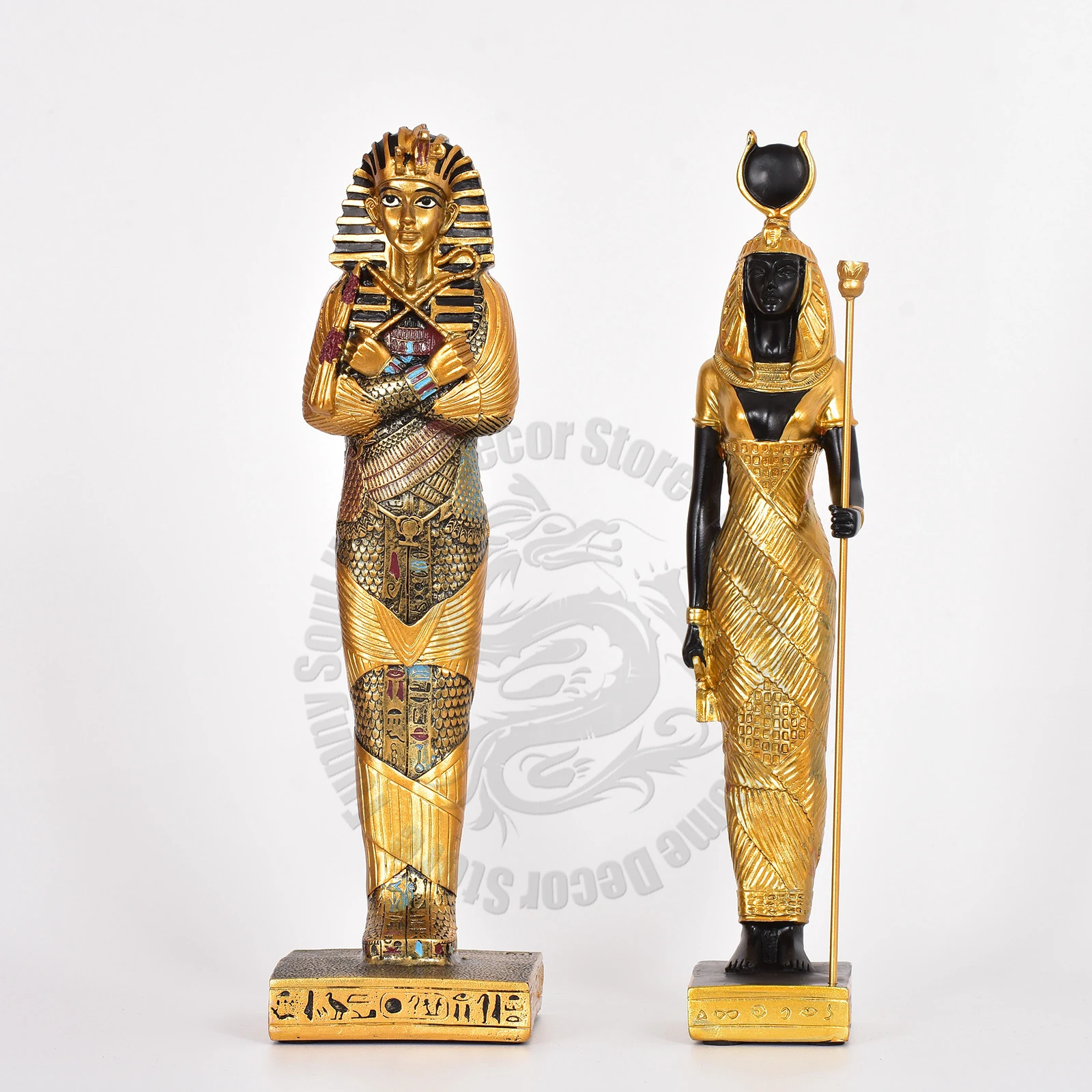 Egyptian Pharaohs＆ Isis God of Life Statue Model Egyptian Pyramid Tourist Souvenir Home Room Office Desk Decoration Accessories