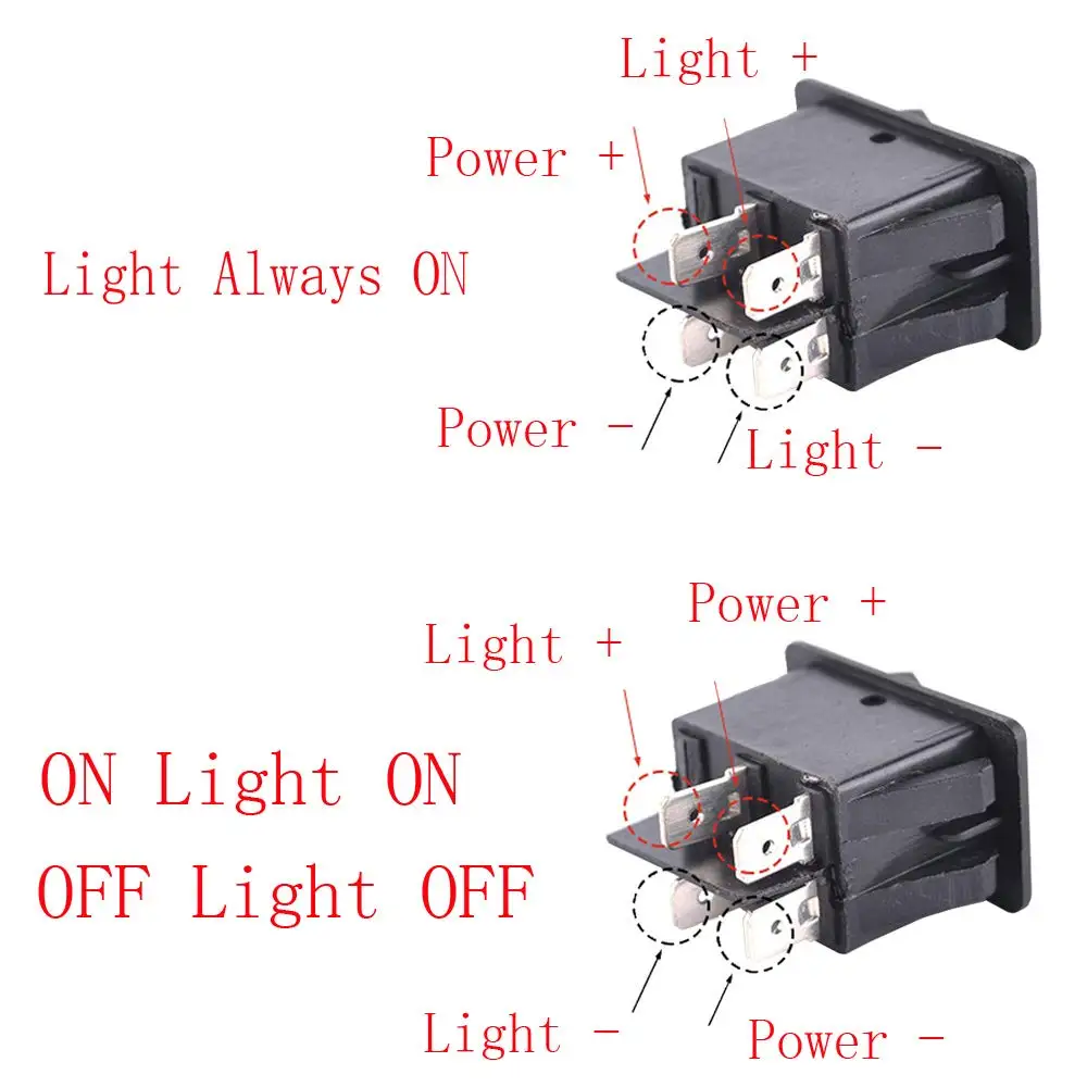 1 Buah, Lampu Kabut Mobil, Sakelar Rocker, ON-OFF, 4Pin, 2 Posisi, Peralatan Listrik dengan Daya Penerangan, Lampu Indikator 35A 12V DC