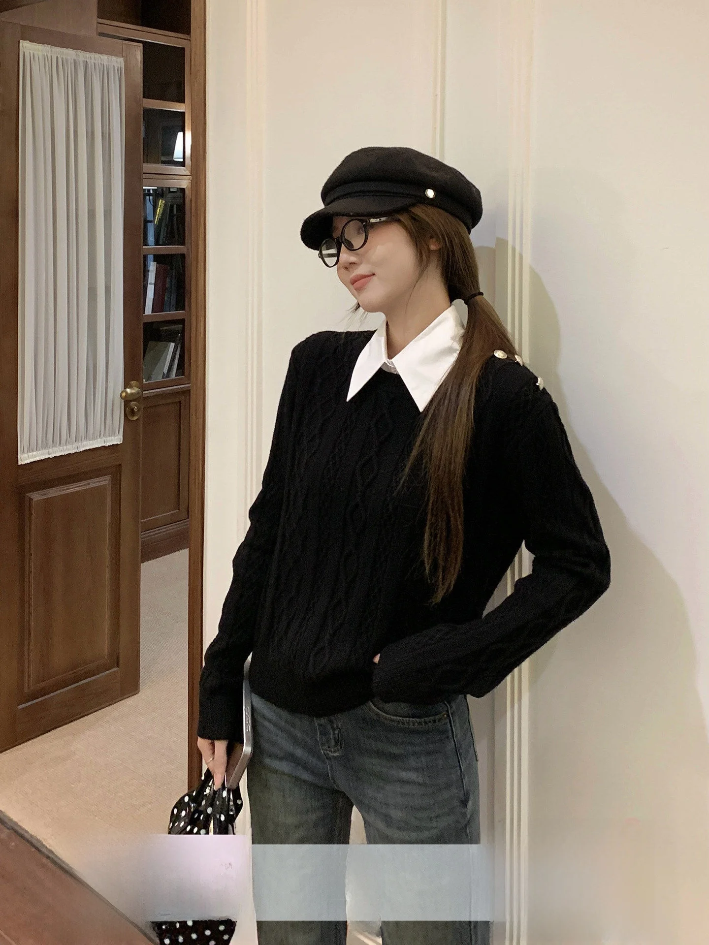 

Ladies' ort irt Collar Knitted Sweater Casual Loose Fit Spring Autumn Winter Faion Korean Sle Versatile Comfortable Top