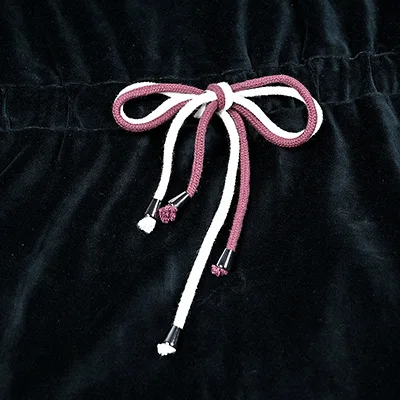 Schabbat-Kleid für Teenager/Frauen, Winter-Robe mit Kurzen Ärmeln, 2 Kordelbändern, Mädchen Schwarzes Velours-Kleid, Größen XS-XXXL – Detail 14