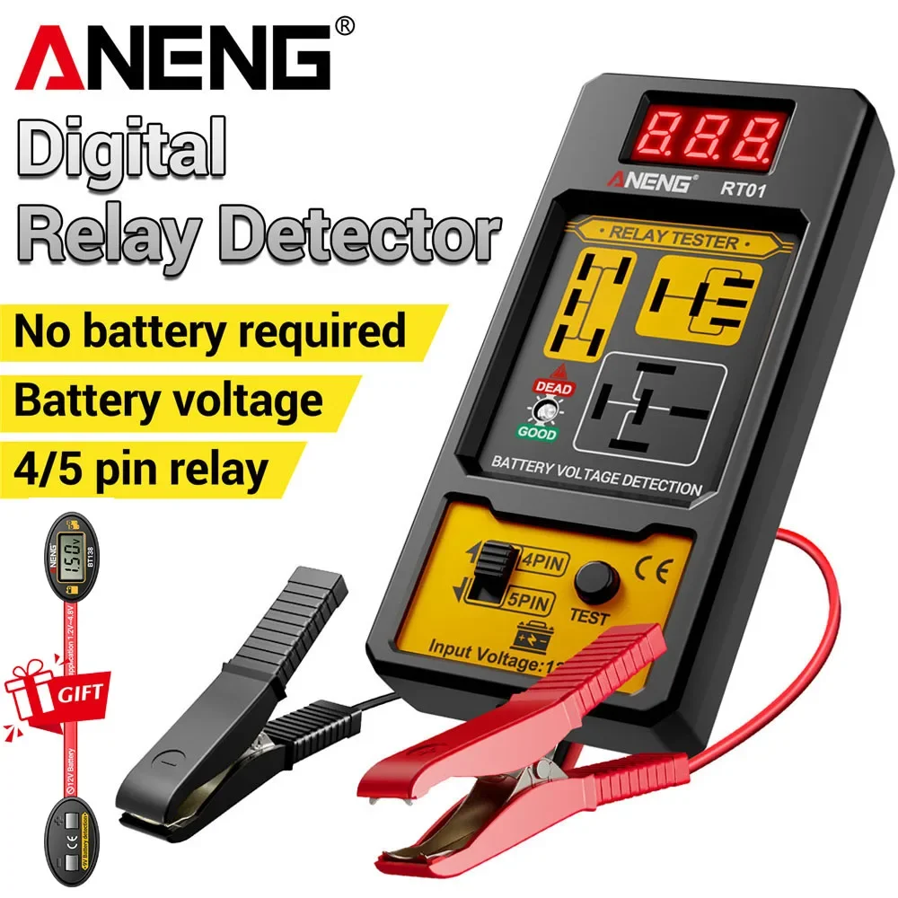ANENG Car Battery Relay 11-25V Detector Digital Universal RT01 Detector BT138 Battery Level Tester Portable Multi-functional Too
