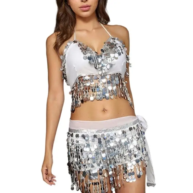 Ensemble vêtements danse prêts pour scène, accessoires à paillettes détachables, Costume d'entraînement 652F