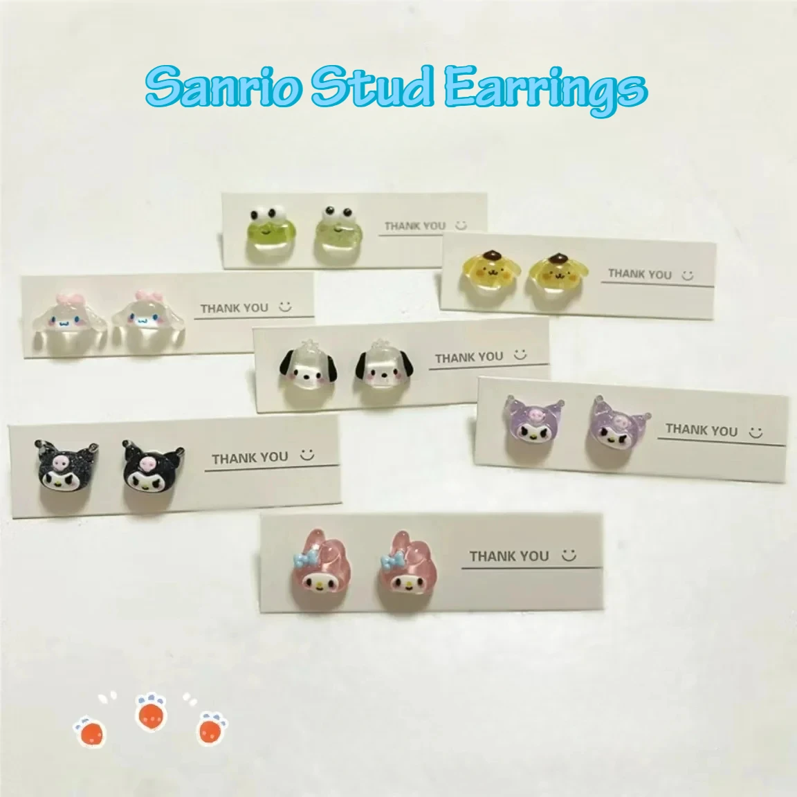 Boucles d'oreilles en forme de Cinnamoroll, Clous d'oreille Sanurgente, Figurine de dessin animé, Kawaii, My Melody, Kuromi, Petits accessoires, Décoration, Cadeaux d'anniversaire