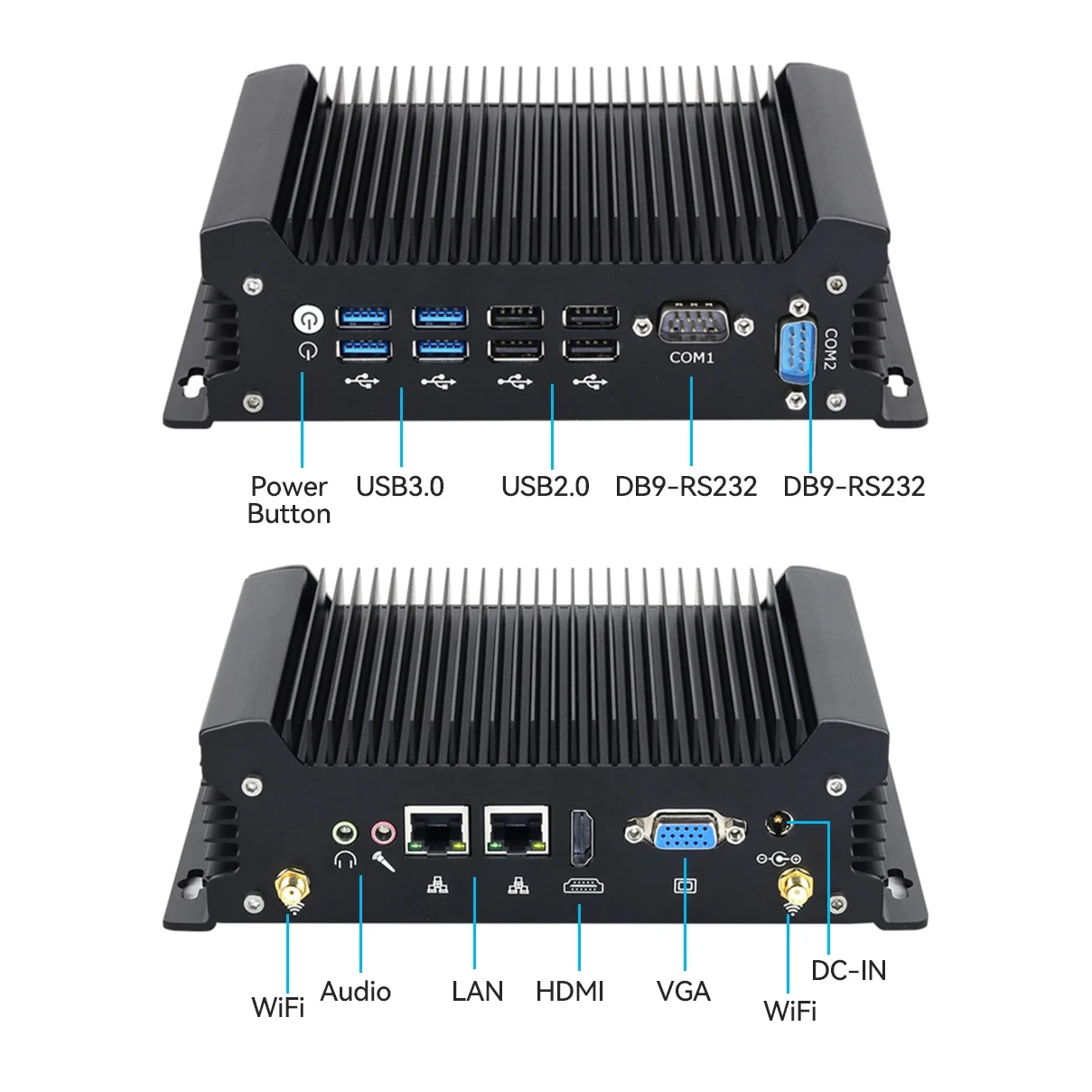 Imagem -03 - Mini pc Industrial Fanless Núcleo i7 de Intel 1355u 1255u Ddr5 Ssd M.2 com 2x Rs232 2x Lan 8x Usb Wifi Sim 4g Lte Windows Linux