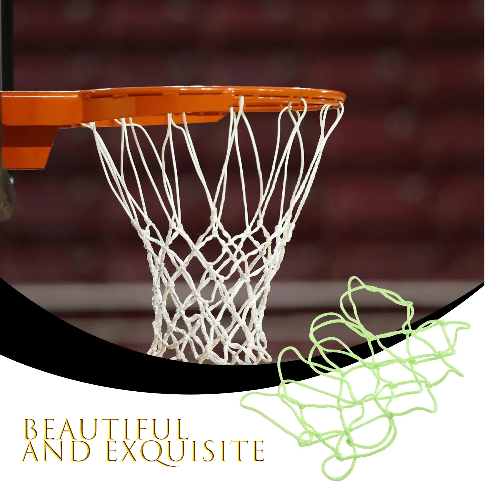 発光バスケットボールネット交換用耐久性のあるナイロンメッシュフープ用強力な耐摩耗性簡単なインストール屋外使用バスケットボールネット