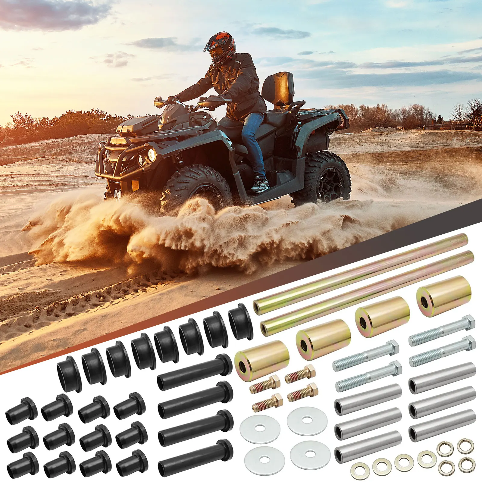 

OE:5020826 Rear Suspension Bushing Set Wear Resist A-Arm Bushing Shafts Kit Multi-Purpose Rear Upper Mounts For Polaris 5020826