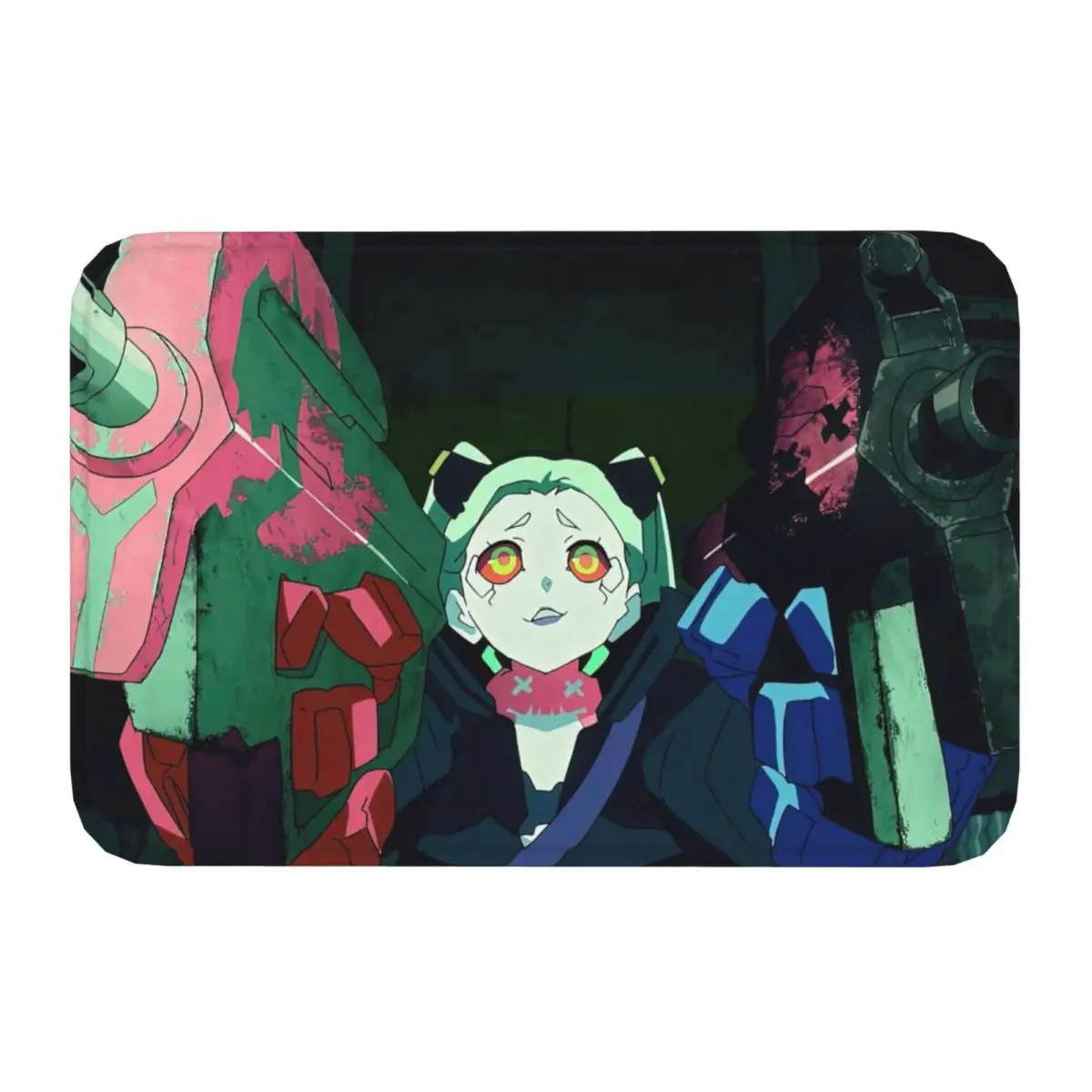 Japanese anime Edgerunners Non-slip Doormat Rebecca Living Room Bedroom Mat Prayer Carpet Flannel Pattern Decor