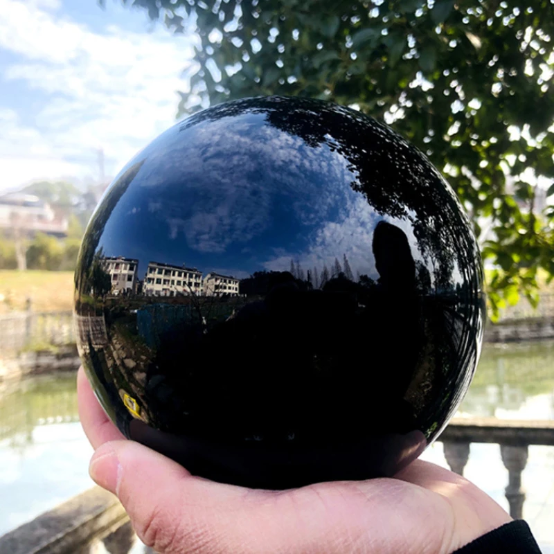 Natural Black Obsidian Sphere Large Crystal Ball Healing Stone Stone Water Balloon Without Base Home Decor