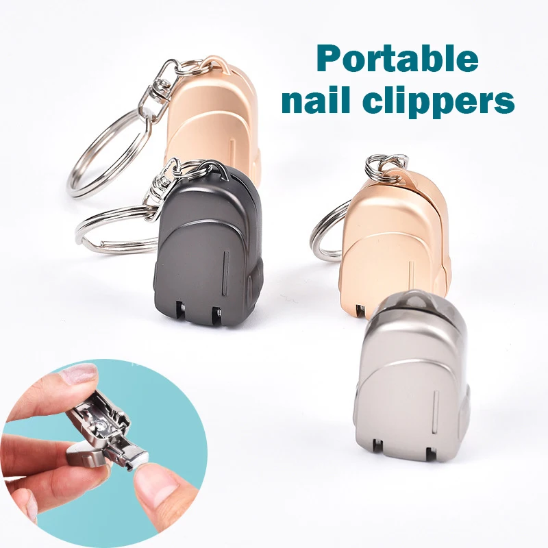 A New Silver Black Gold Mini All Steel Foldable Nail Clipper Travel Portable Nail Clipper With Keychain Manicure Tool