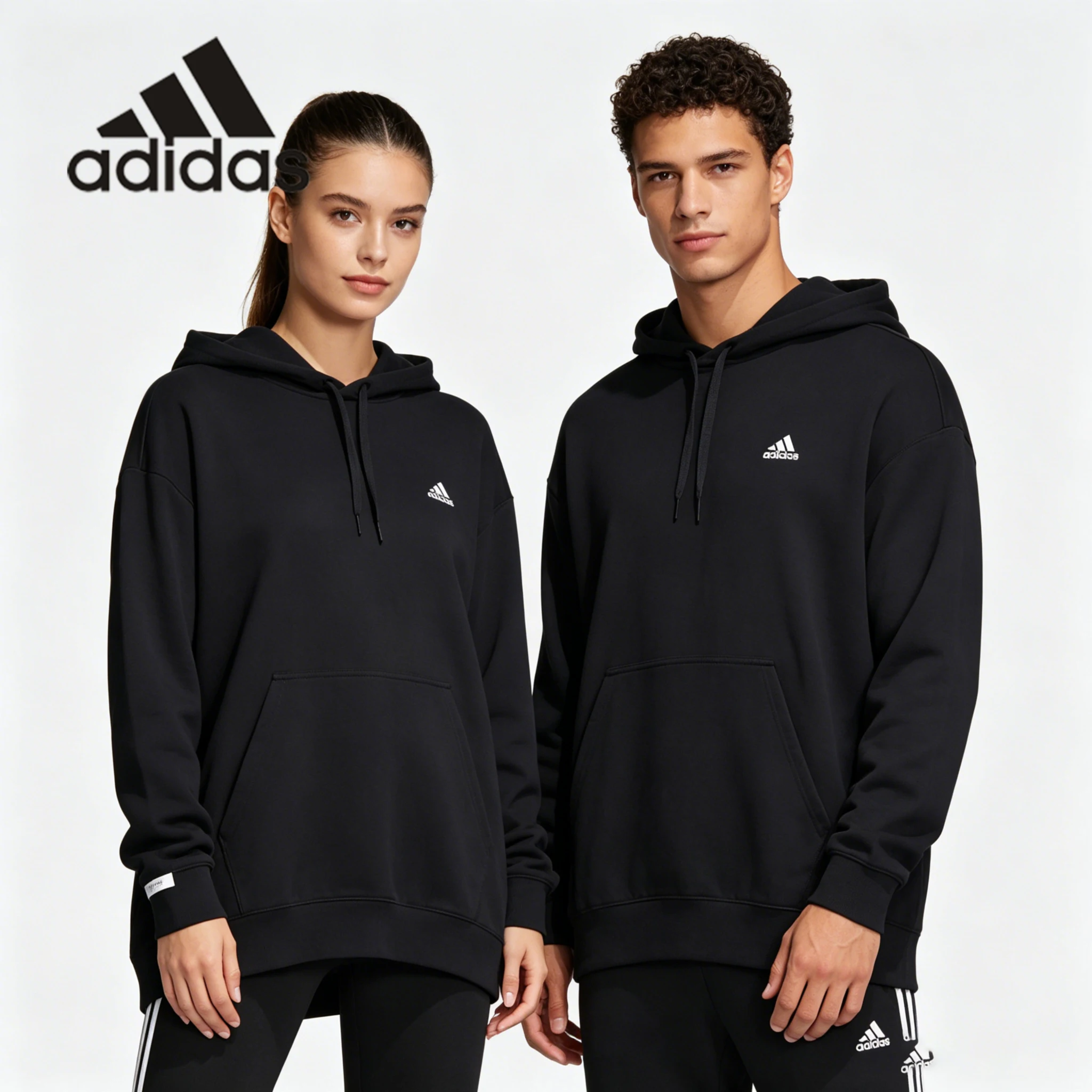 Adidas Longline Hooded Pullover Extended Hem Layer Matching Travel Walking SweatshirtIV7600 1PCS