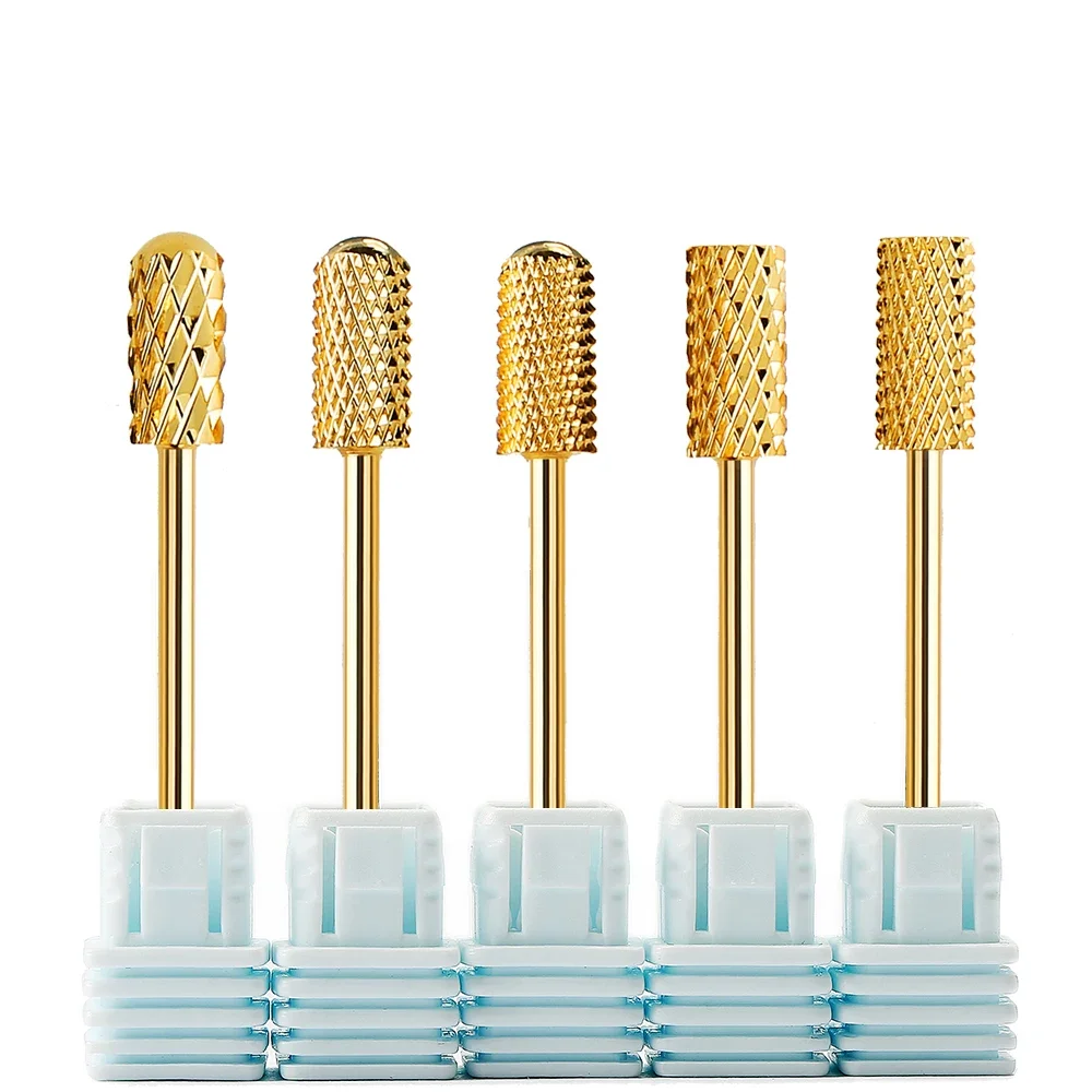 Milling Cutter Golden Tungsten Carbide Nail Drill Bits For Electric Nail Drill Manicure Machine Pedicure Nail Files Accessories