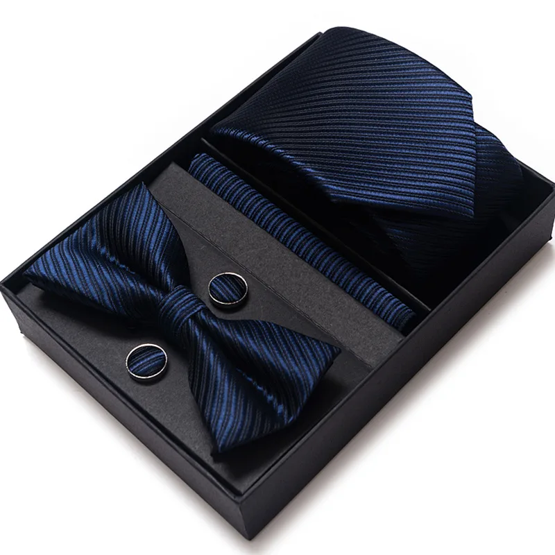 Men's Business Dress Evening Tie Gift Box Fashion Tie Square Scarf Combination Set  Tie Set