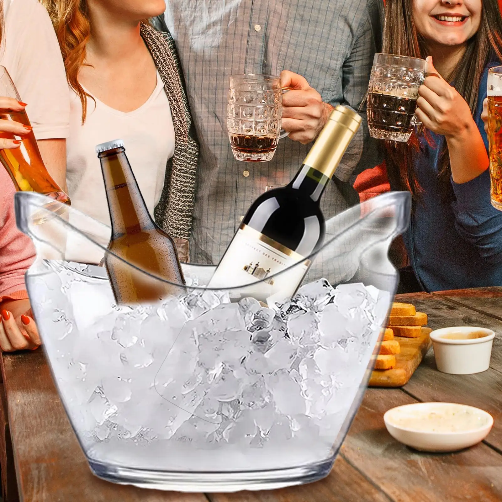 

Clear Ice Bucket Beverage Tub Hot Transparent Cooling Large Ice Bucket Perfect For Cooling Beverages Such As Champagne, Wine