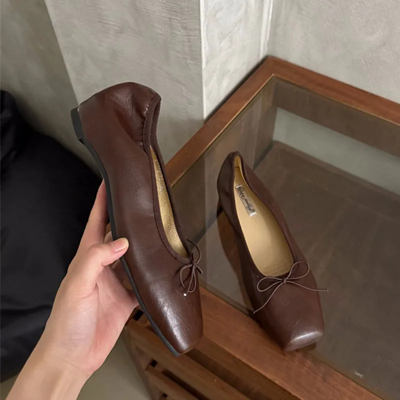 Modische Ballerinas für Damen, höhenverstärkende Slip-On-Schuhe, flache Damenschuhe mit Schleifenknoten, neue Frühlings- und Herbstkollektion. – Detail 18