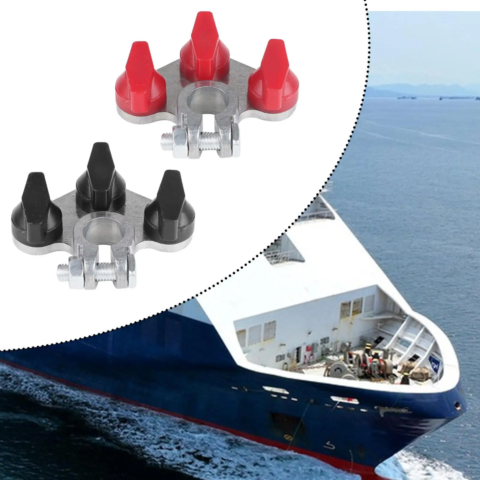 

2 Pieces 3 Way Multi Connection Battery Terminals Accessory Ergonomic Design Easily Install for RV Marine Auto Zinc Construction