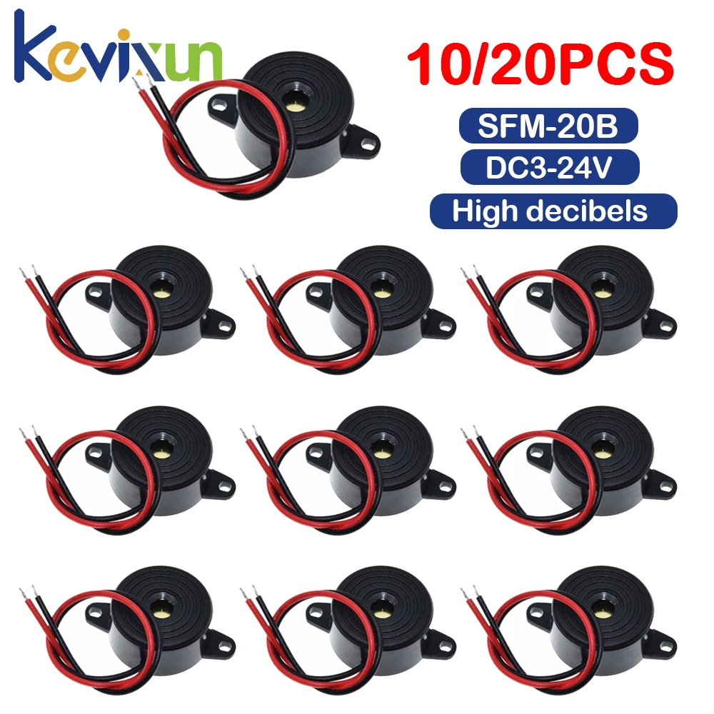10/20 قطعة SFM-20B DC3-24V دائم 3-24 فولت بيزو الطنان الإلكتروني إنذار 95DB الصافرة المستمرة لشاحنة سيارة اردوينو