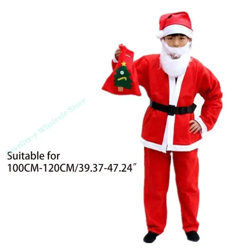 R7UF 5pcs/Pack Kindergarten Mädchen Jungen Weihnachts -Outfit Langarm Bart Santa
