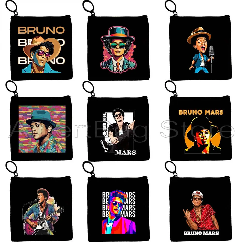

Vintage BRUNO MARS PORTRAIT Live the Moment Rock 'n' Roll Time Traveler Gift Canvas Key Coin Purse Storage Card Bag Wallet Pouch